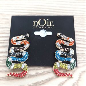 🌞 Noir Jewelry Multicolor Snake Earrings